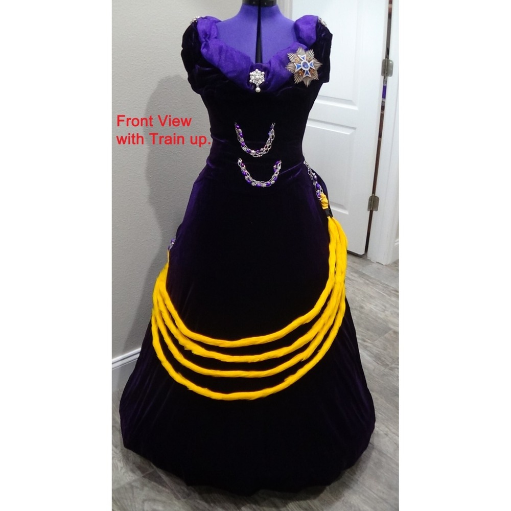 Queen Kapi'olani Costume Dress Gown Reproduction of Hawaiian with Lei Hulu #342